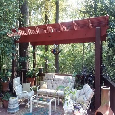 Gỗ trang trí cà phê WPC Pergola Grooving Surfacec Vườn ngoài trời 5M