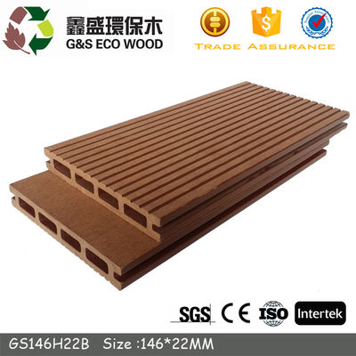 Tấm ván sàn tổng hợp rỗng WPC màu xám đậm